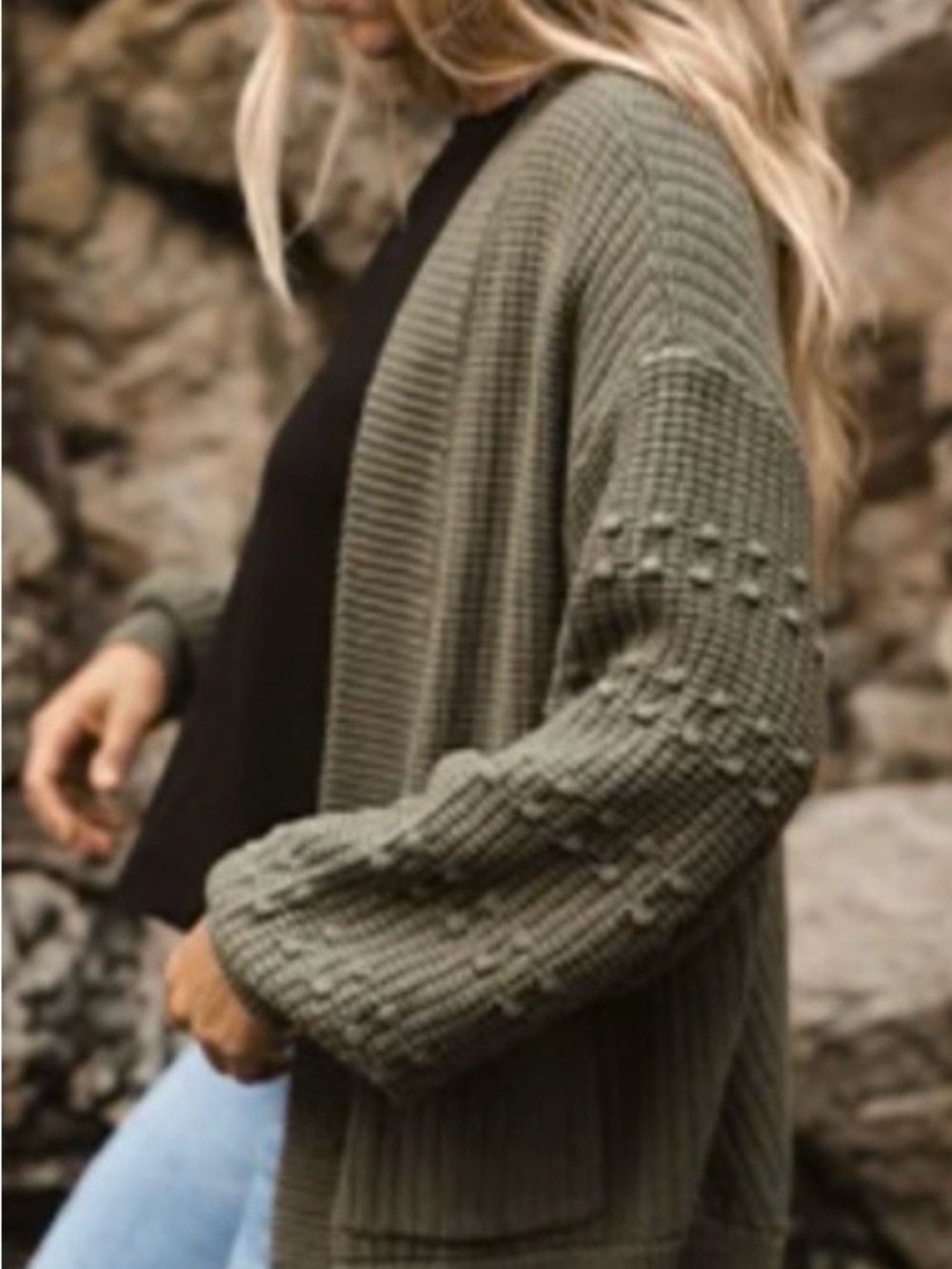 Jackson Rowe Black Open-Front Knit Cardigan
